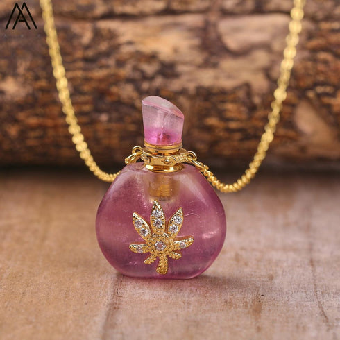 Natural Roses Amethyst Crystal Perfume Pendant